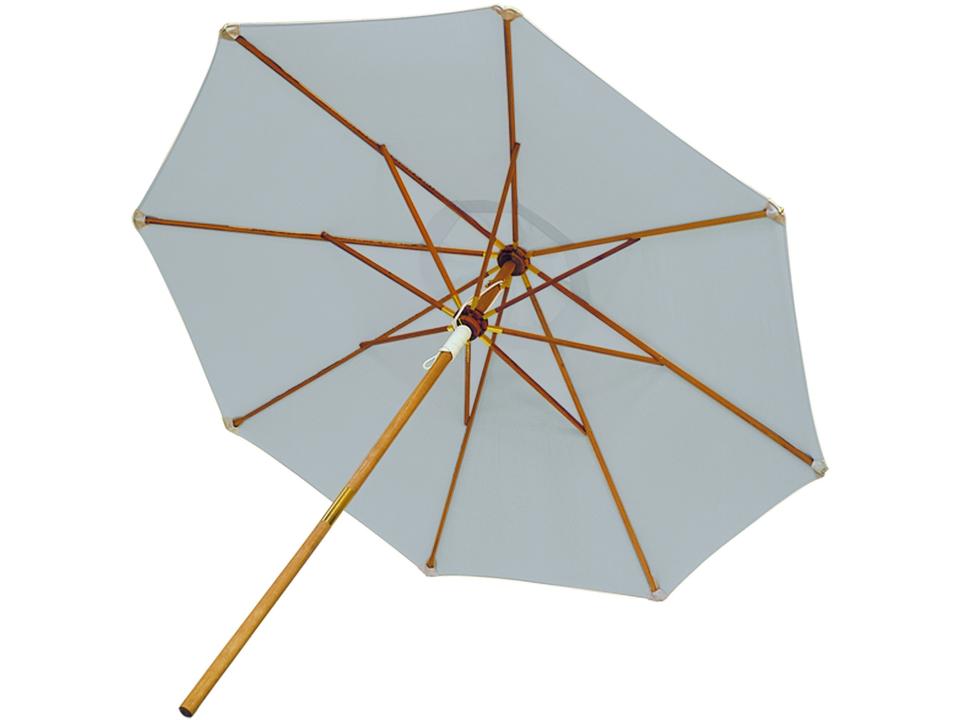 Deluxe 10-Foot Teak Market Umbrella with White Acrylic Canopy