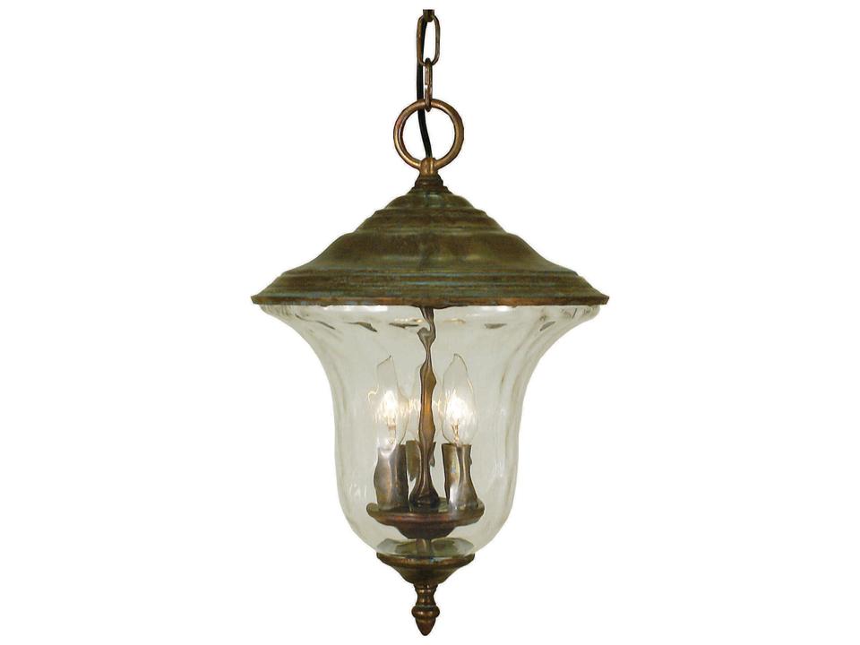 Hartford 3-Light Outdoor Hanging Light with Clear Mottled Glass