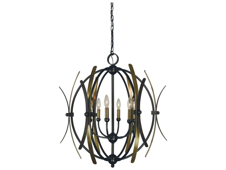 6-Light Monique Chandelier in Mahogany Bronze and Antique Brass
