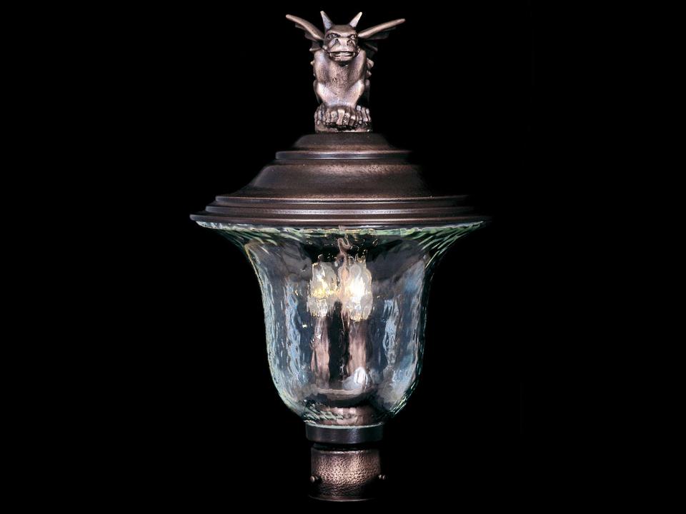 Carcassonne 3-Light Brass Outdoor Post Light