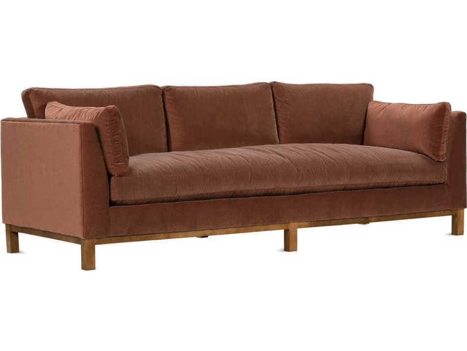 Boden 3-Seat Terracotta Fabric Sofa with Washed Pine Base