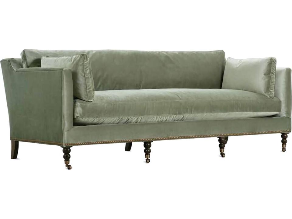 Madeline 3-Seat Sofa with Cloud Down Cushions in Sage Velvet Upholstery
