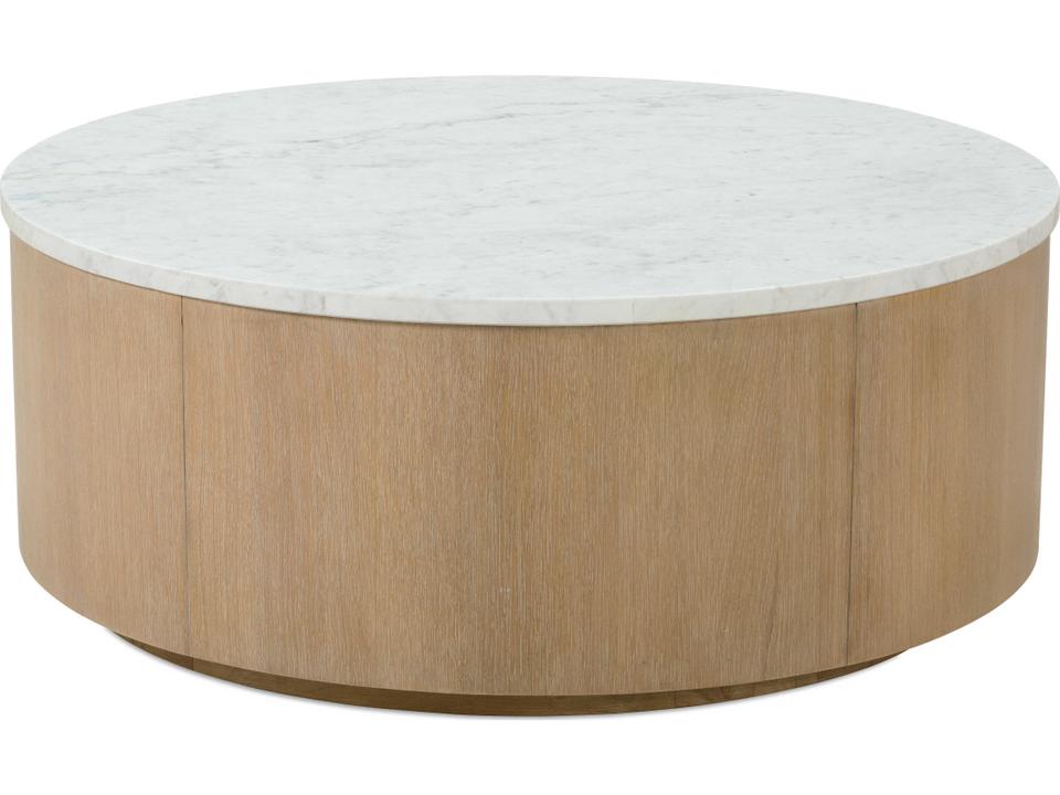 Delray Round Coffee Table with Carrara Marble Top and Brindle Base