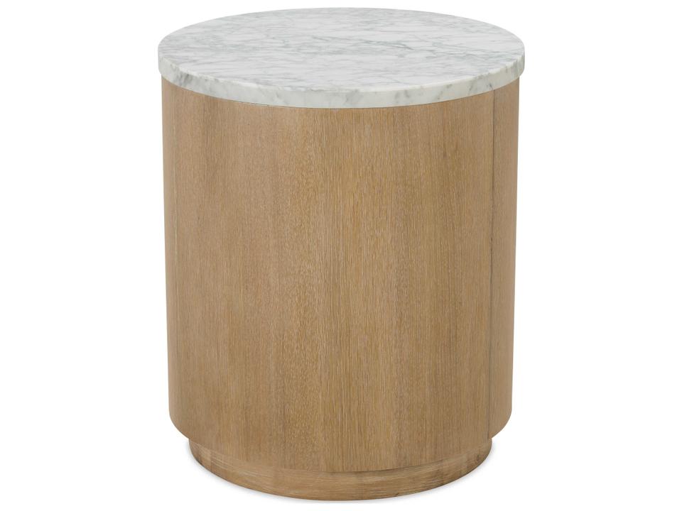 Delray Round End Table with Carrara Marble Top and Brindle Base
