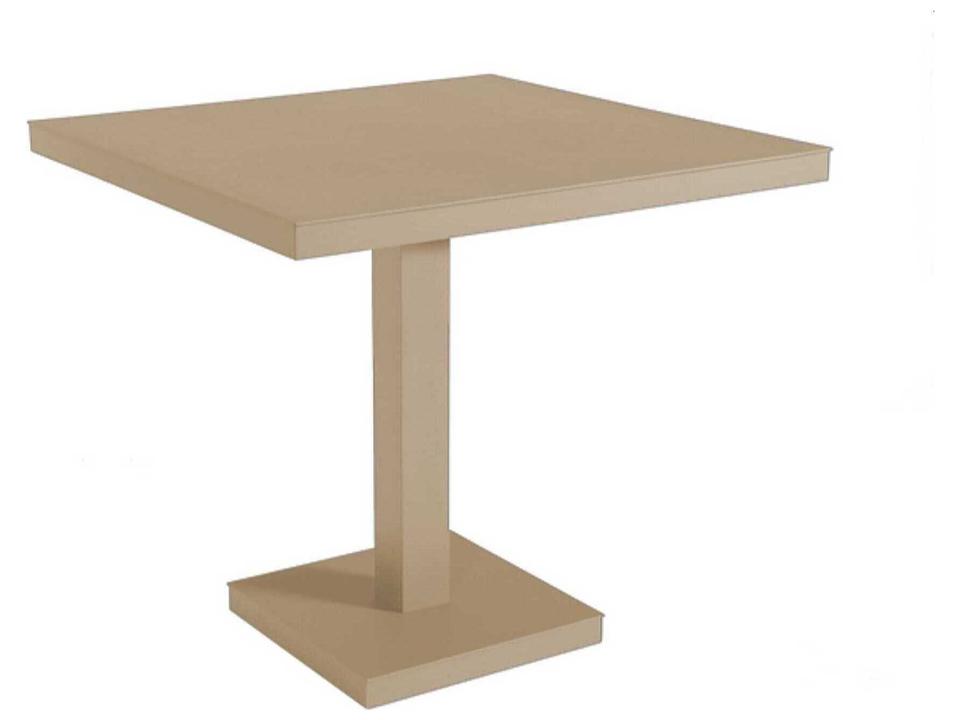 Barcino 31.5 Inch Square Aluminum Dining Table with Pedestal Leg in Sand