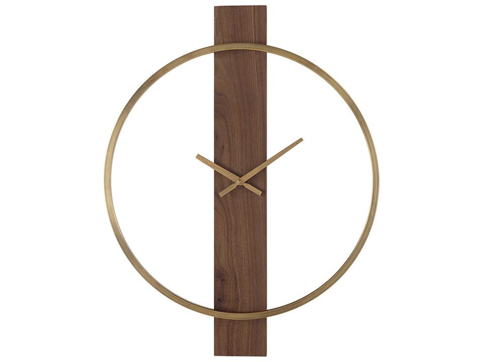 Avigail Mid-Century Modern Wall Clock in Walnut and Antique Brushed Brass