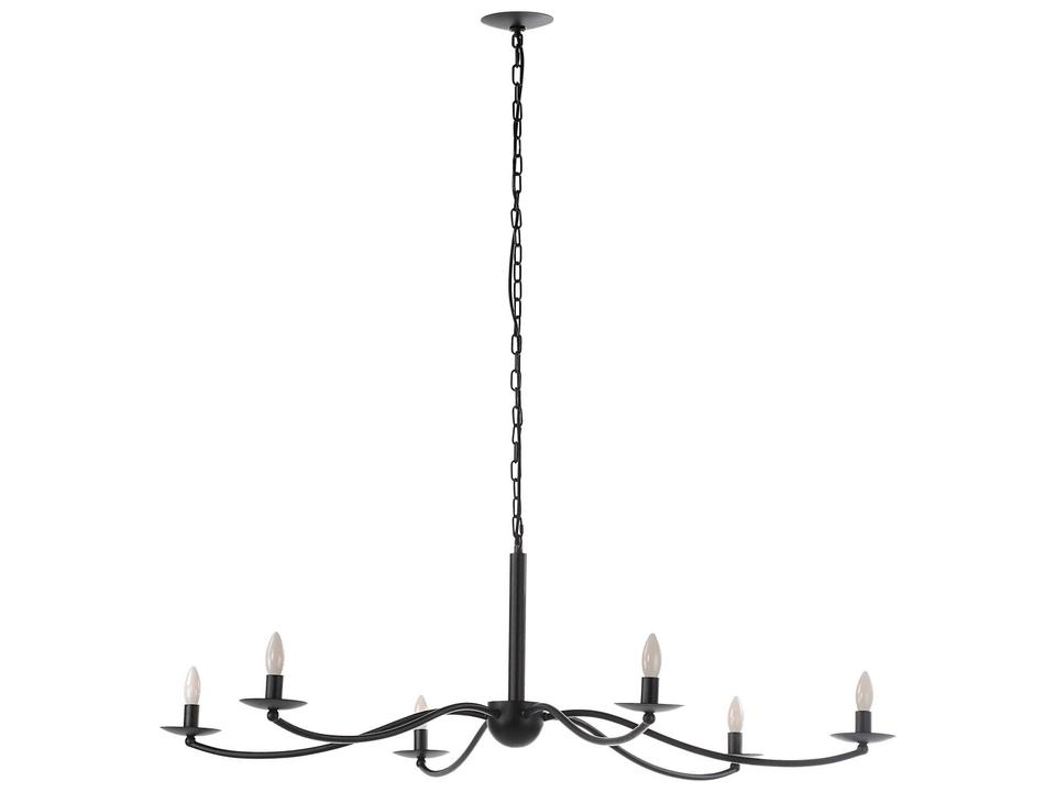 Landen 6-Light Contemporary Candelabra Chandelier in Matte Black Iron