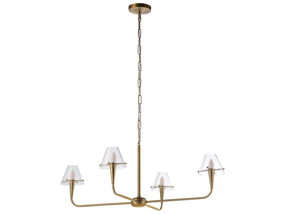 Maite 4-Light Chandelier in Plated Dark Antique Brushed Brass and Clear Glass