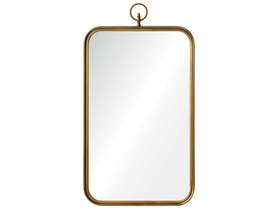 Coburg Brass Rectangular Wall Mirror with Decorative Hook