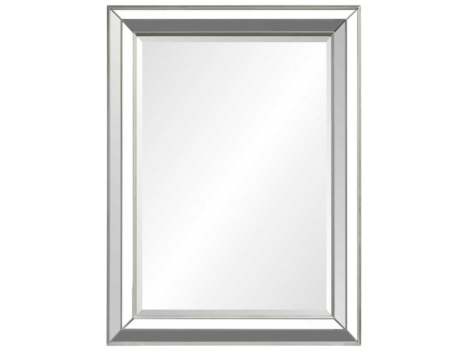 Hawkwell Silver Leaf Rectangular Wall Mirror with Beveled Glass and Pinewood Frame