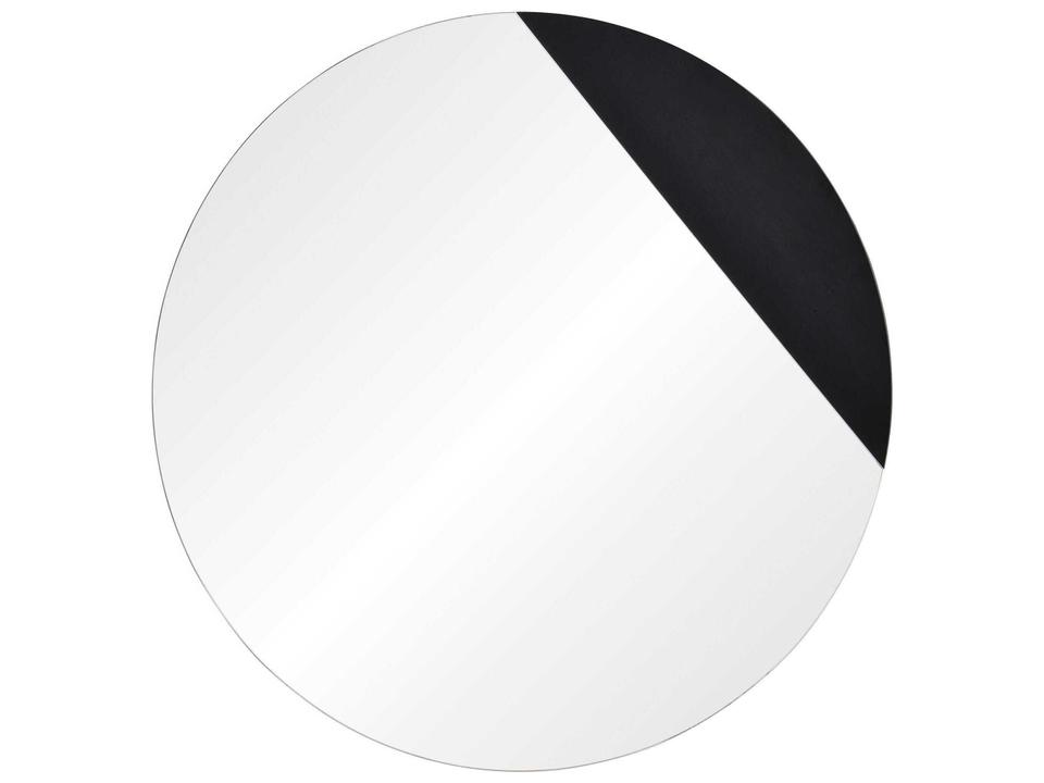 Aver Round Wall Mirror with Black Veneer Frame
