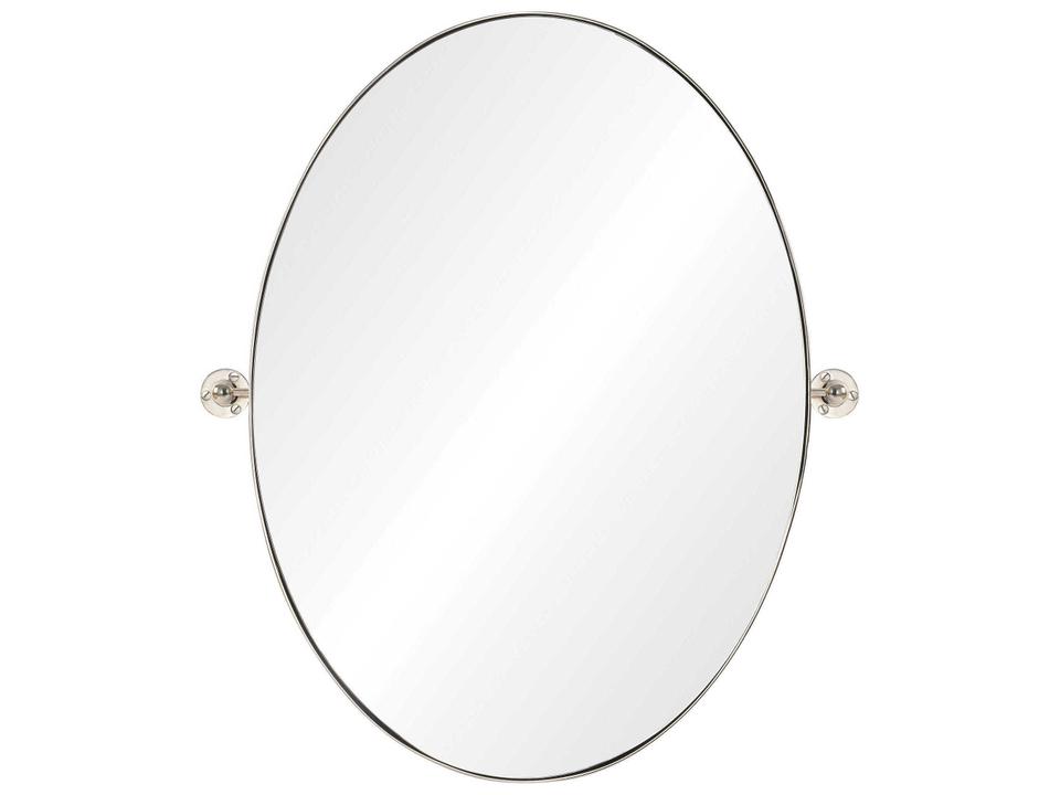 Azalea Oval Wall Mirror in Polished Nickel Iron with Decorative Brackets
