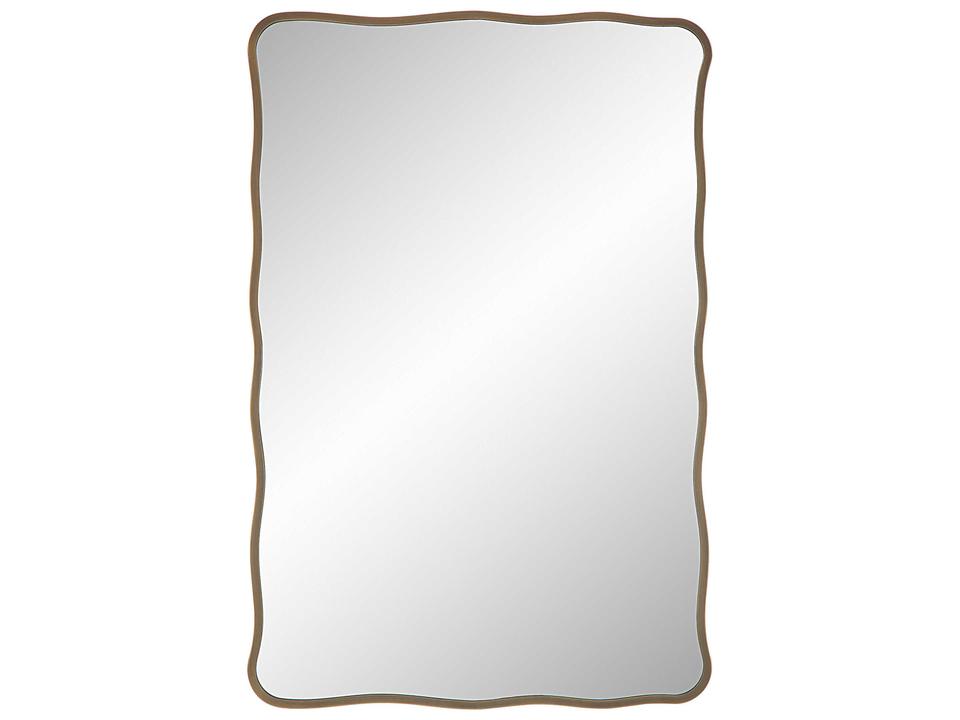 Basel Abstract Irregular Rectangular Wall Mirror in Dark Antique Brushed Brass