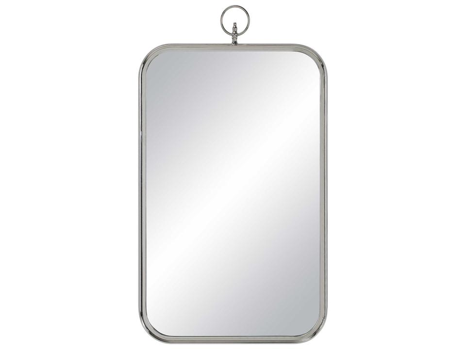 Dios Rectangular Wall Mirror in Polished Nickel Cast Aluminum