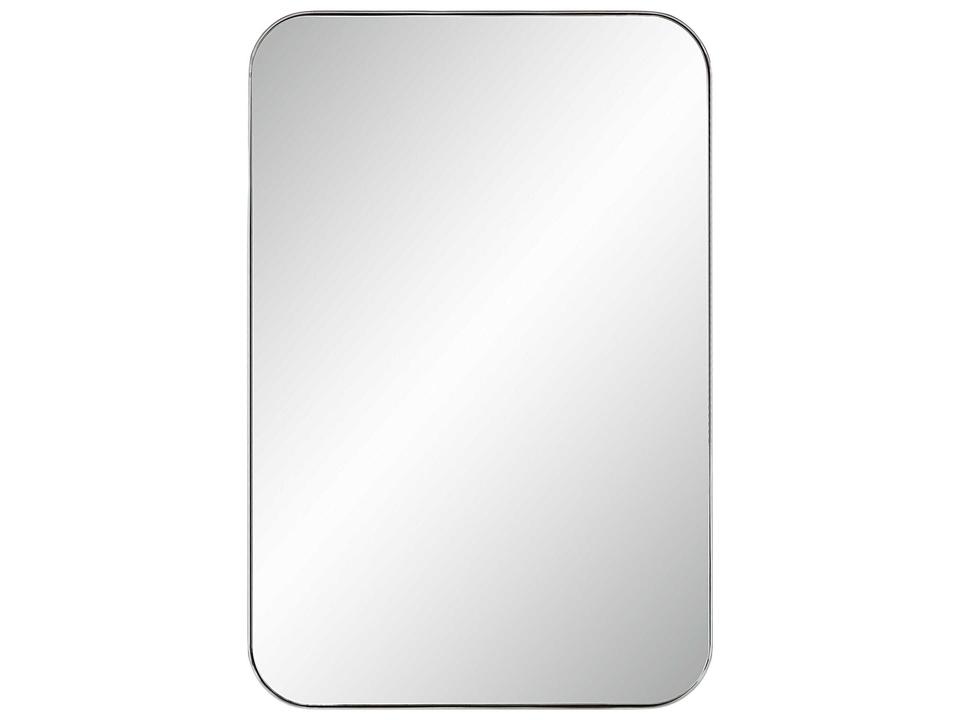 Louvas Nickel Rectangular Wall Mirror With Rounded Corners