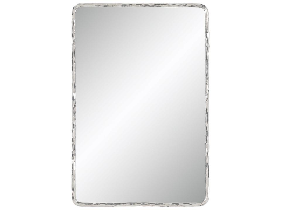 Pollonia Polished Nickel Rectangular Wall Mirror with Rounded Corners