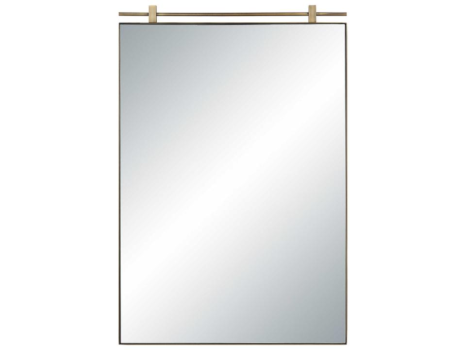 Neem Dark Antique Brushed Brass Wall Mirror with Suspended Rectangular Frame