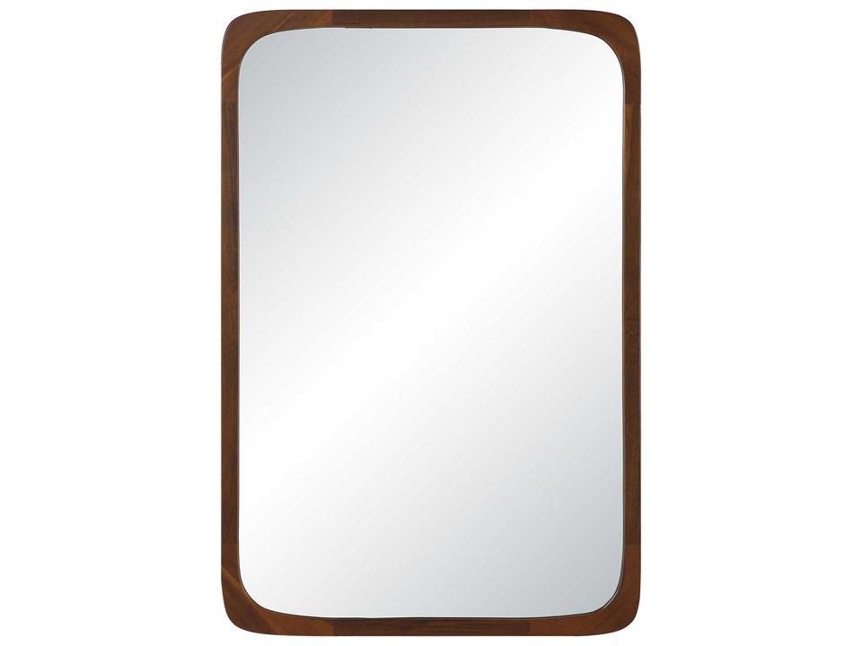 Sisley Walnut Rectangular Wall Mirror with Rounded Wood Frame