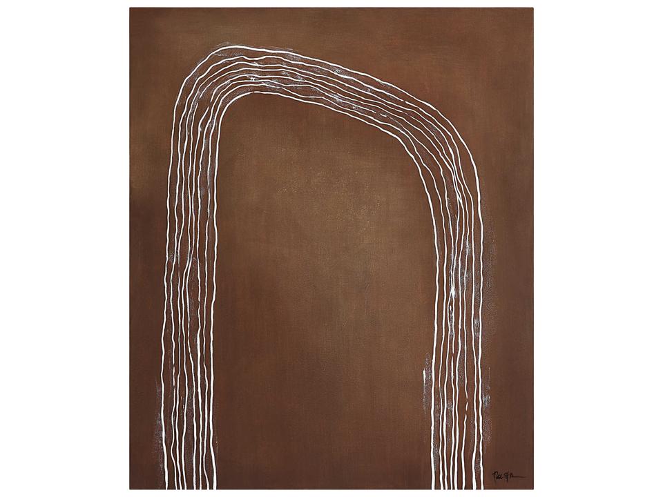 Fallbrook Abstract Hand-Painted Canvas Art in White and Brown by Patrick St. Germain