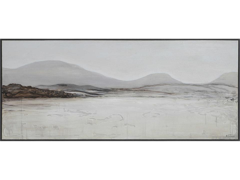 Campania Hand-Painted Textured Landscape Canvas Art in Dark Grey Wood Frame