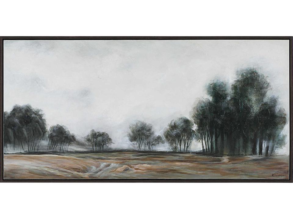 Westside Hand-Painted Landscape Canvas Art in Black Oak Floating Frame
