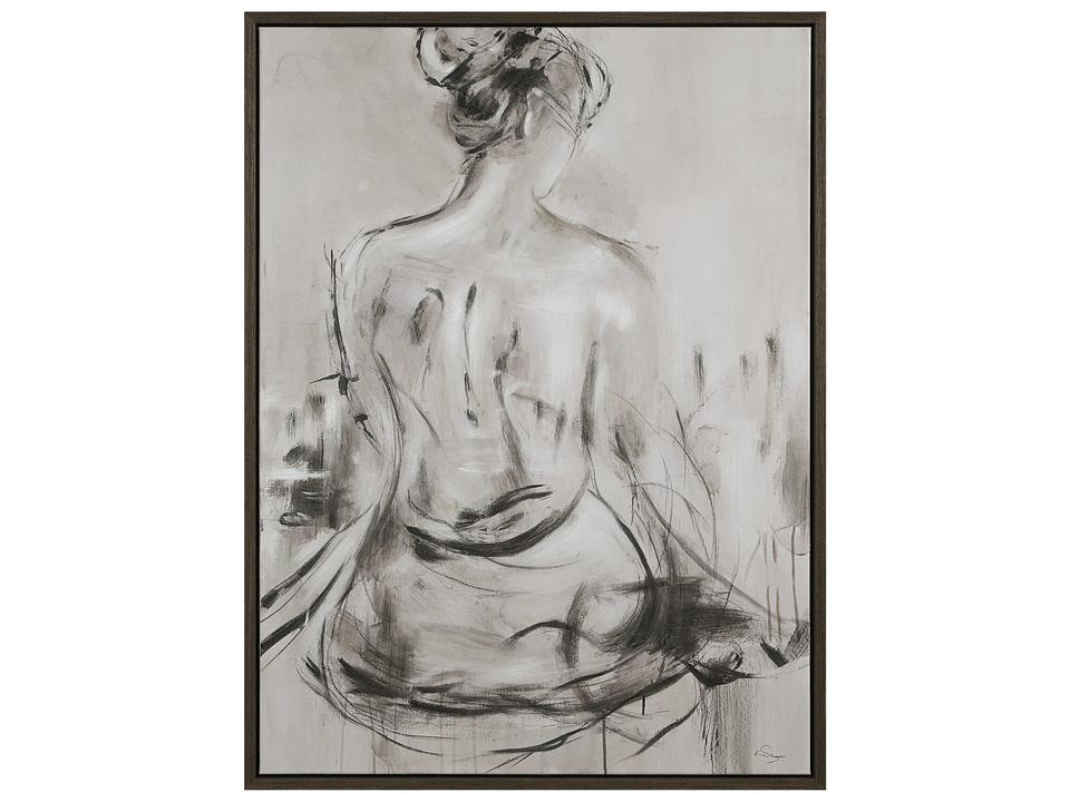 Evelyne Hand-Painted Canvas Art with Dark Brown Wood Veneer Frame by Ksenia Sizaya
