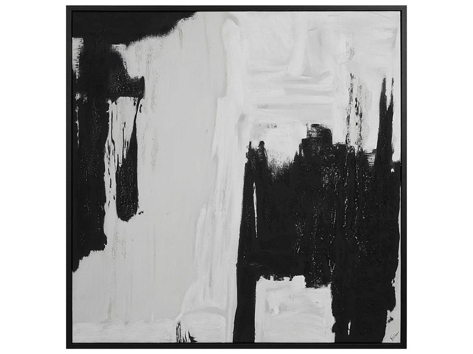 Nantes Abstract Hand-Painted Canvas Art in Matte Black Frame