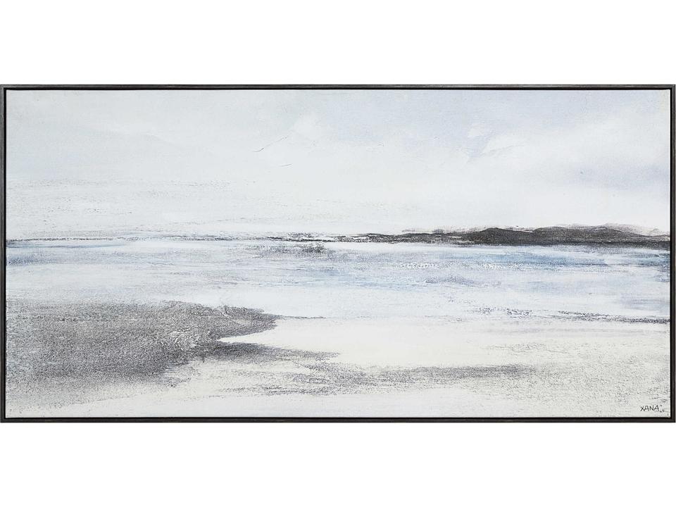 Balnea Oversized Landscape Canvas Art with Grey Wood Frame and Sand Gel Textures