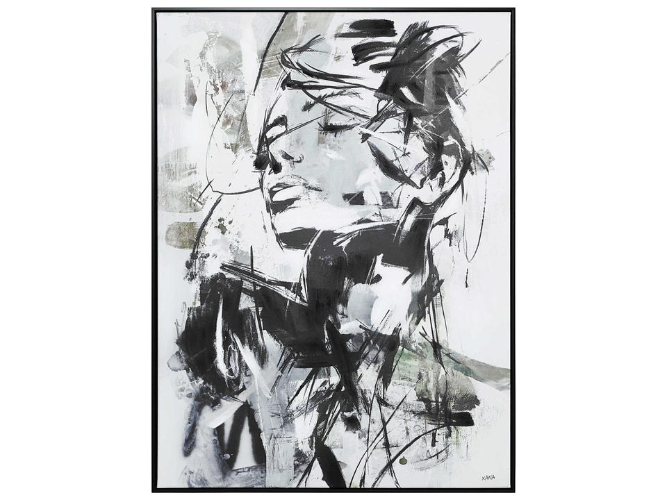 Aaliyah Abstract Hand Painted Canvas Wall Art in Black Framed Canvas
