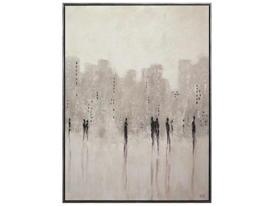 Storia Hand-Painted Canvas Wall Art with Grey Wood Frame