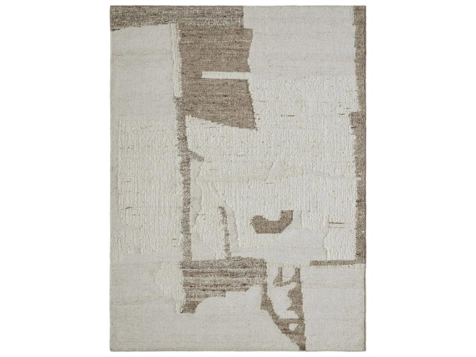 Grace Abstract Handwoven Area Rug in Ivory and Stone