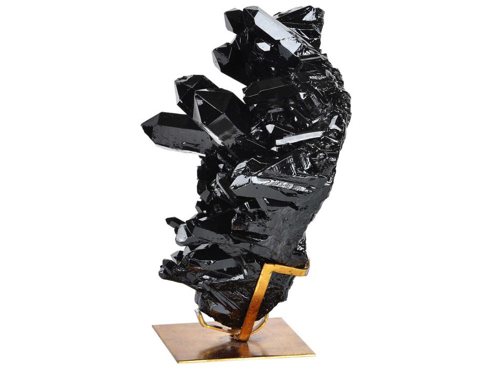 Burnett Black Geode Decorative Statue with Iron Stand by Tatiana Jabbour