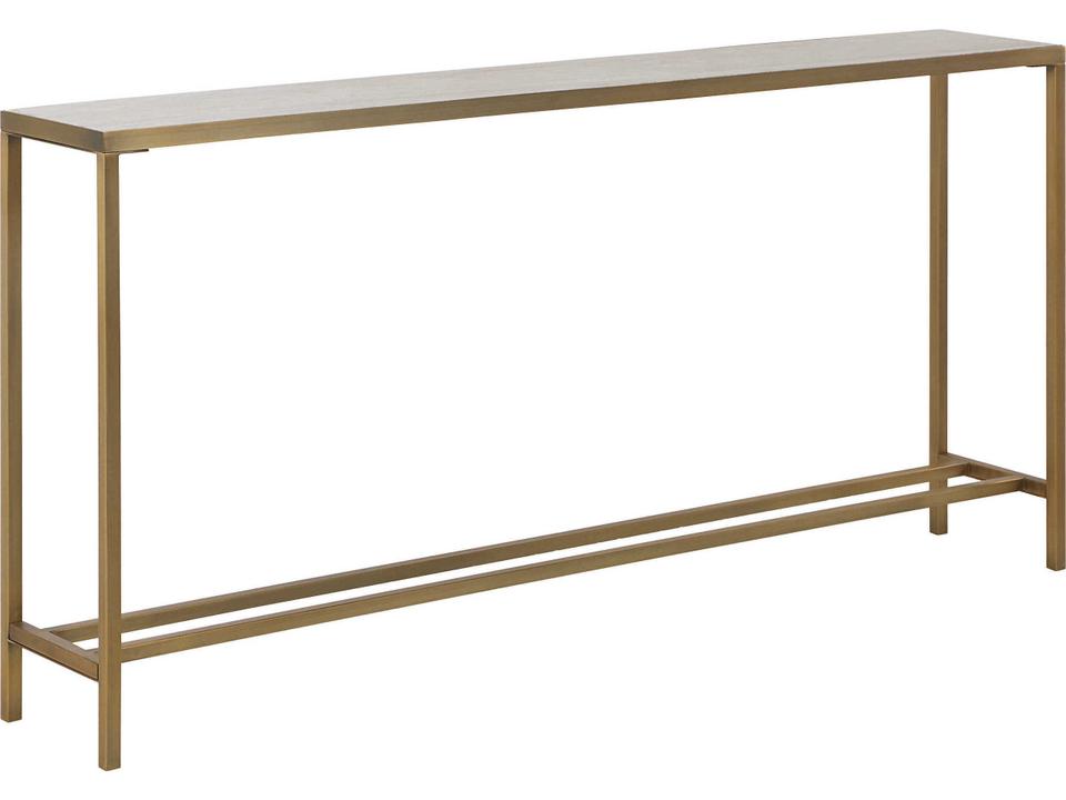 Bodin Rectangular Console Table in Travertine and Antique Brushed Brass