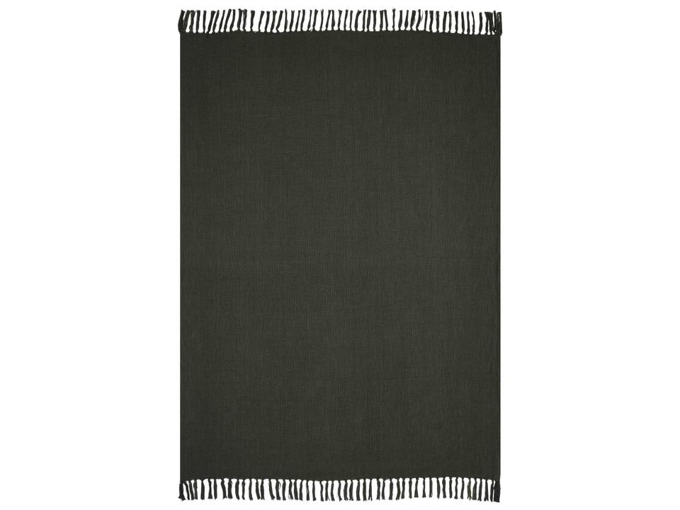 Chalamet 50x70 Inch Cotton Throw Blanket in Olive with Fringed Edges