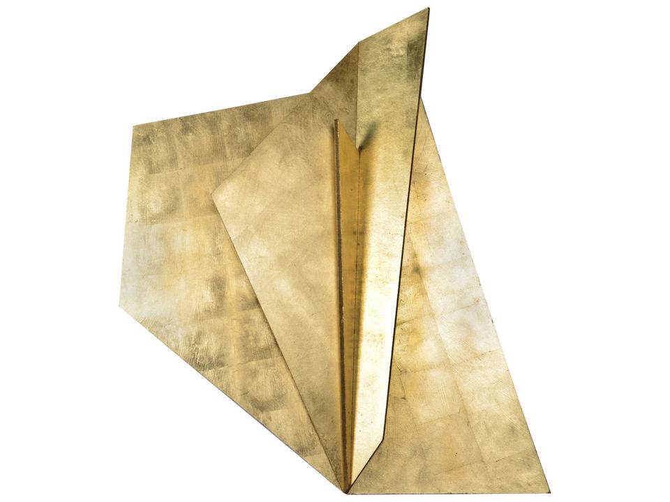 Leah Abstract Pine Wood Wall Art in Gold Leaf by Stephanie Fontaine