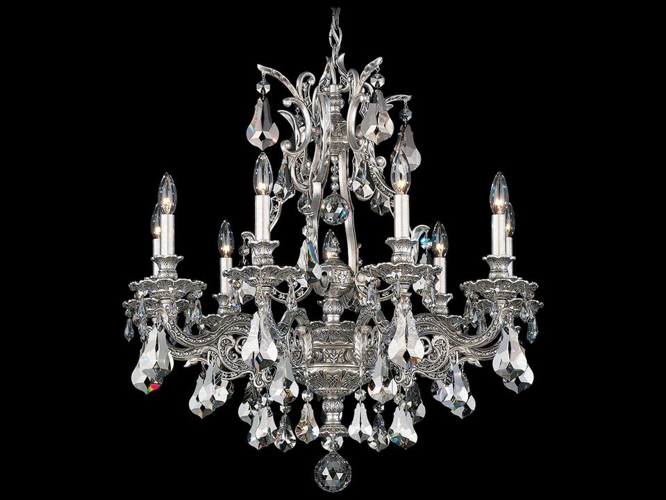 9-Light Sophia Silver Crystal Candelabra Chandelier
