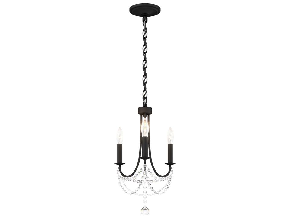 Verdana 3-Light Candelabra Chandelier with Optic Crystal in Black