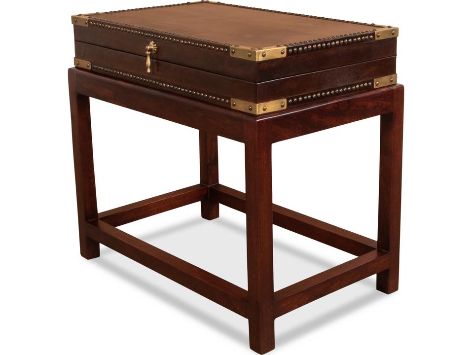 Winchester Traditional Leather Box End Table with Nailhead Trim