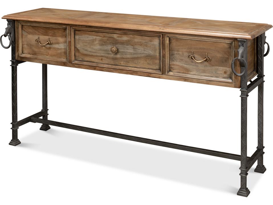 Game of Thornes Console Table in Desert Bleached with Iron Base