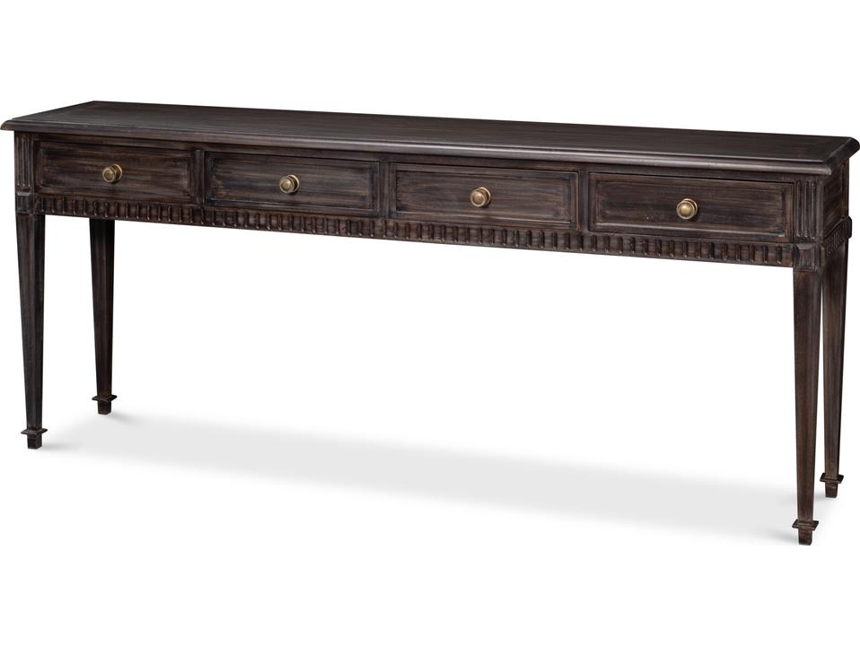 Details Acacia Wood Console Table in Bluemoon Finish