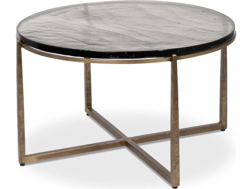 Dorsey Round Coffee Table with Aged Brass Finish