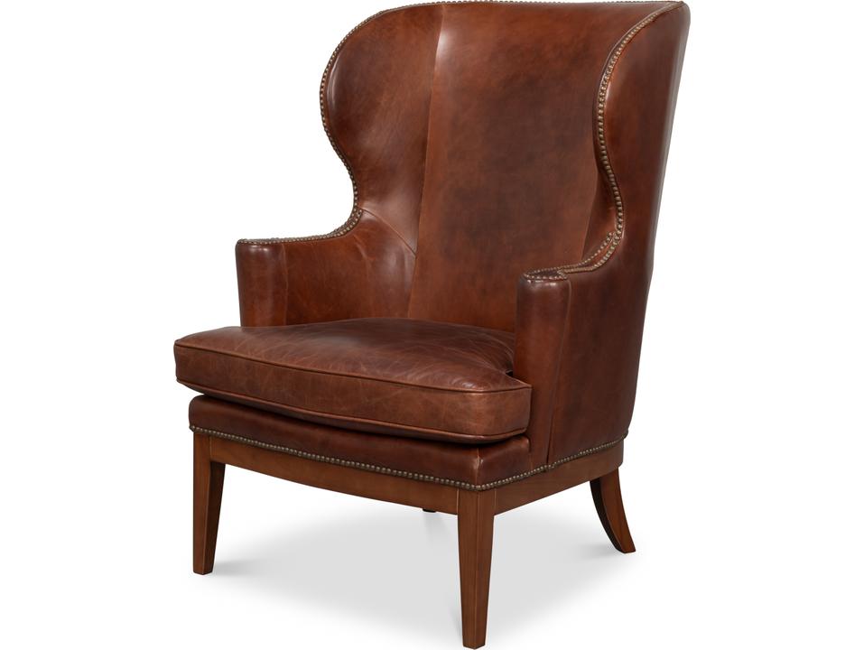 Smithfield Wing Chair Newark Brown Top Grain Leather