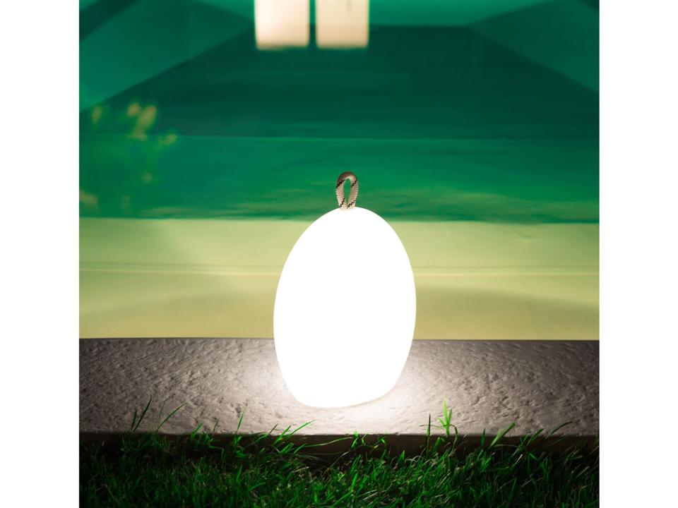 Amande Corde Portable Outdoor LED Floor Light in White Polyethylene