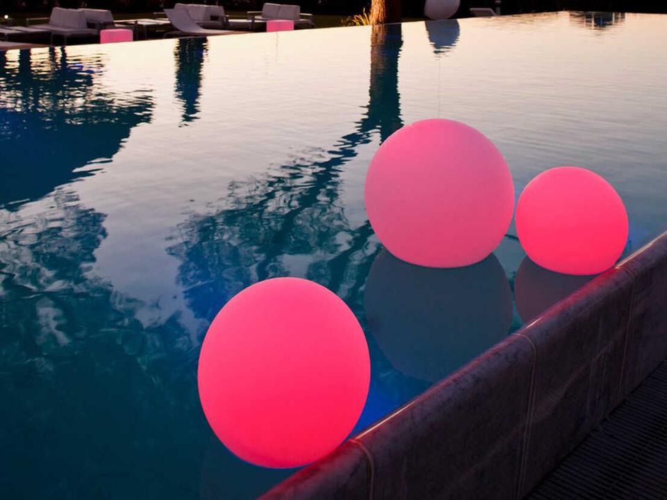 Ball 14-Inch Bluetooth Outdoor LED Lamp in White Polyethylene