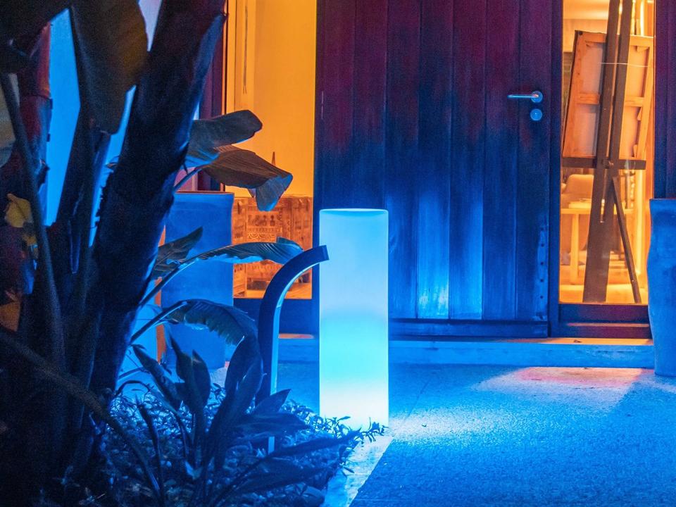 Tower Color Changing Portable Indoor Outdoor LED Lamp in White Polyethylene