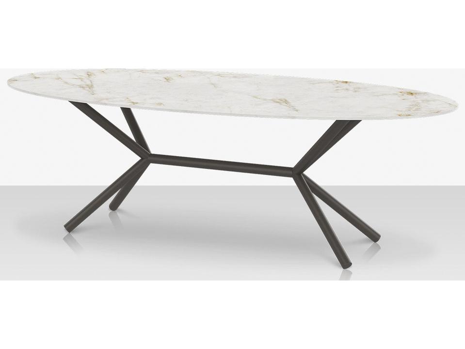 Oliver 96-Inch Oval Aluminum Porcelain Top Dining Table