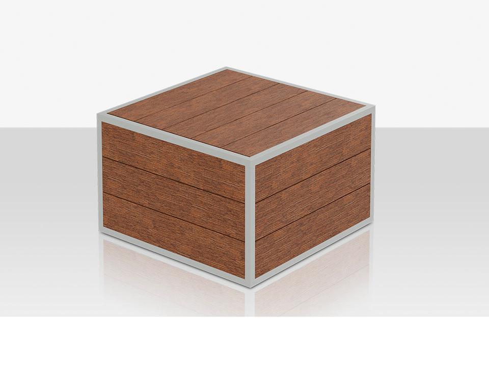 MOD Slatted Ottoman Indoor Outdoor in Powder Coated Aluminum and Composite Wood