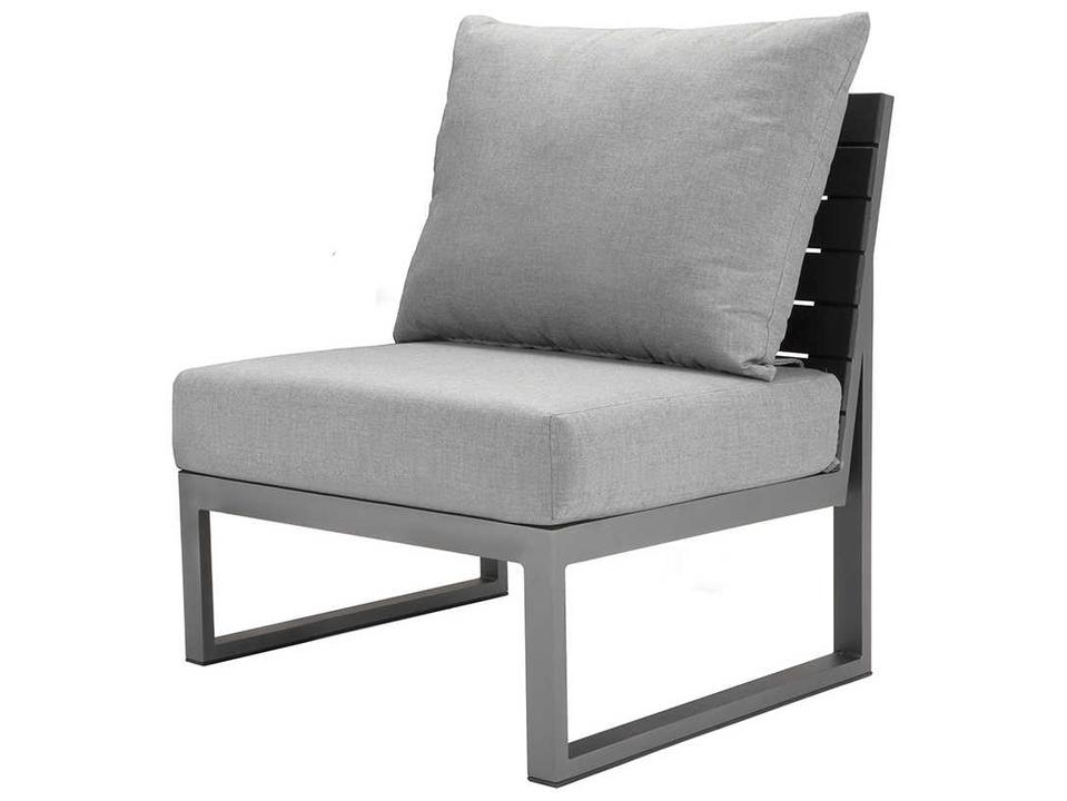 Modera Modular Armless Lounge Chair in Powder-Coated Aluminum and Composite Slats