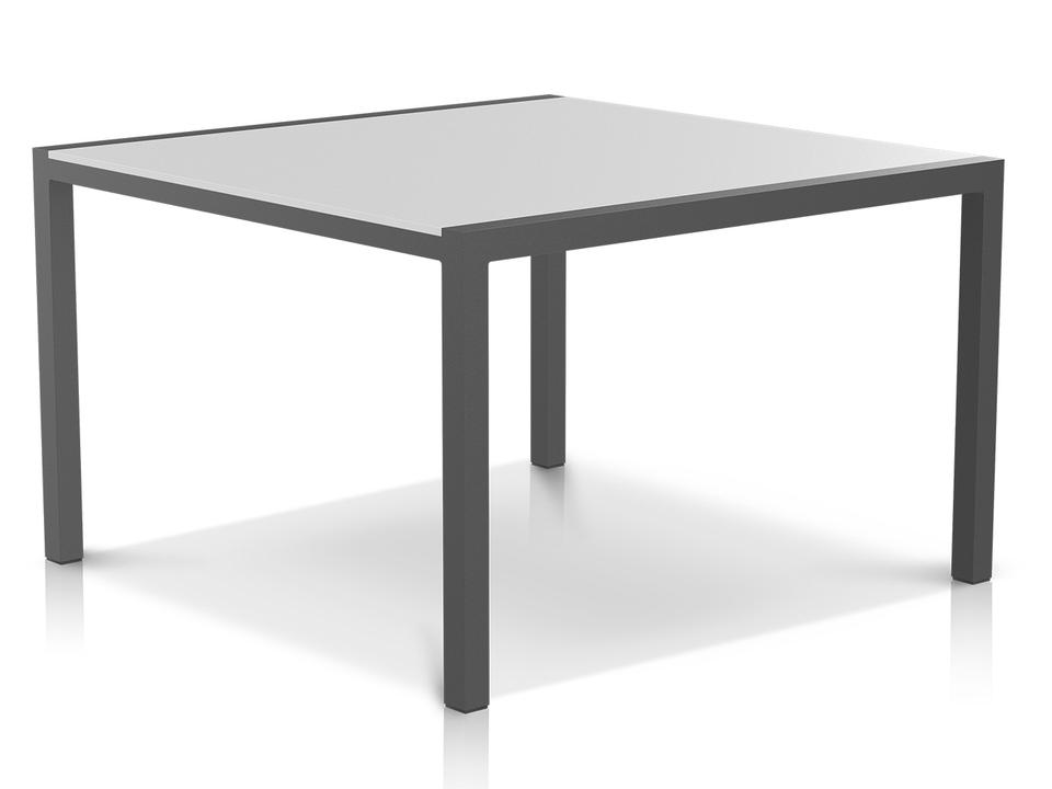 Modera Large Square Dining Table in Powder-Coated Aluminum with Duraboard Top