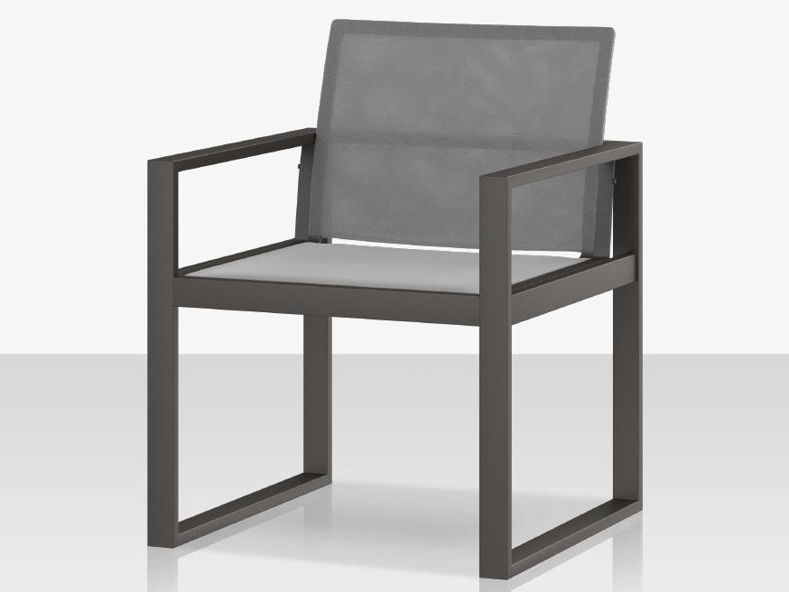 Iconic Aluminum Sling Dining Arm Chair in Powder-Coated Frame